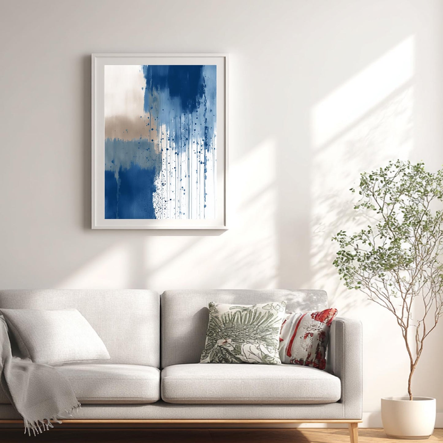 Abstract Blue Gray Beige