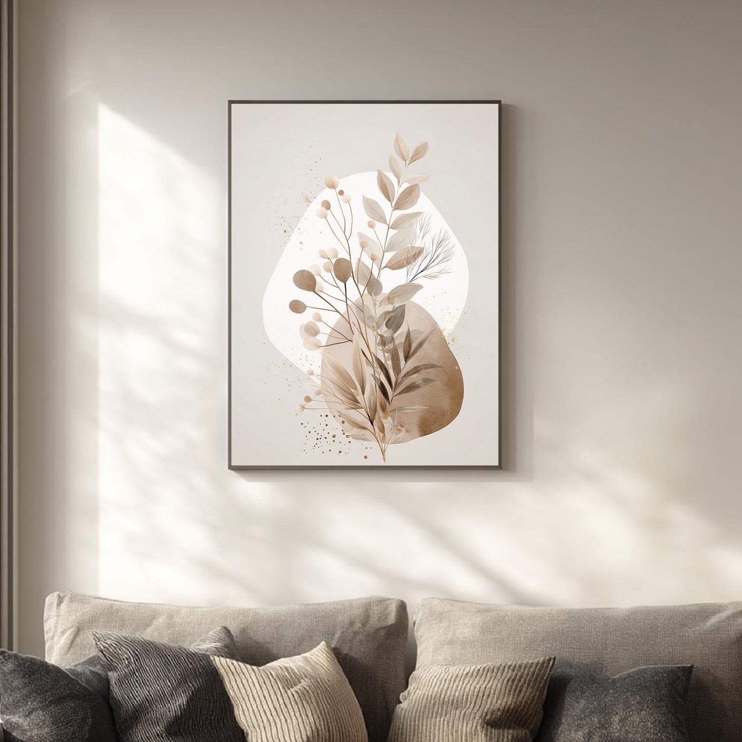 Minimalism Green Plants Beige