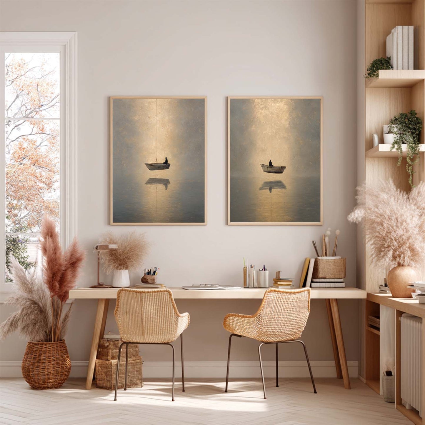 Canvas Painting Abstract Boat and Rope Wall Art Pictures for Living Room Bedroom Decoration Canvas Pictures Poster Frameless
