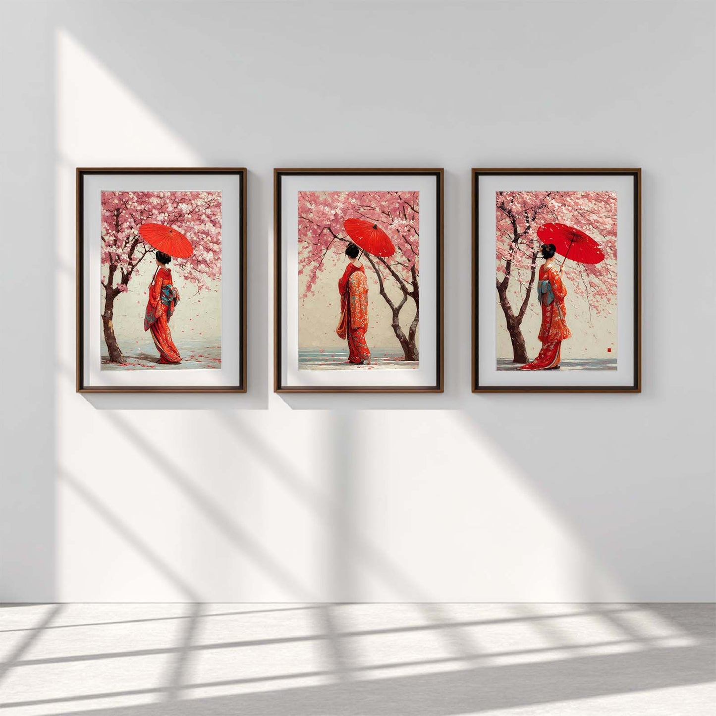 Abstract Oil Painting Japanese  Cherry Blossoms Torii