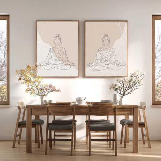 Minimalist Lines Yoga Meditation Abstract Beige