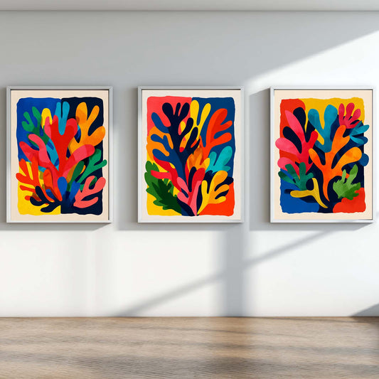 Abstract Colorful Leaves Canvas Painting Modern Wall Art for Living Room Bedroom Decoration, Poster Print, Frameless