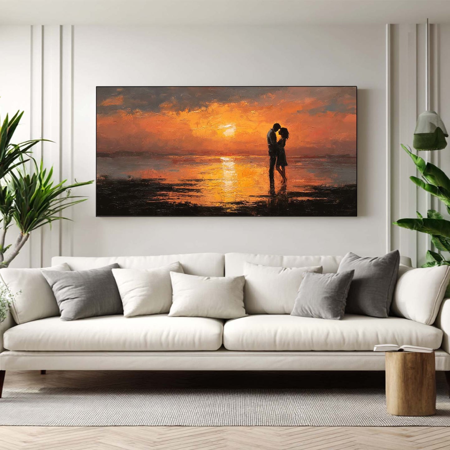 Abstract Sunset Landscape Couple Canvas Painting Wall Art for Living Room Bedroom Decoration, Poster Print, Frameless