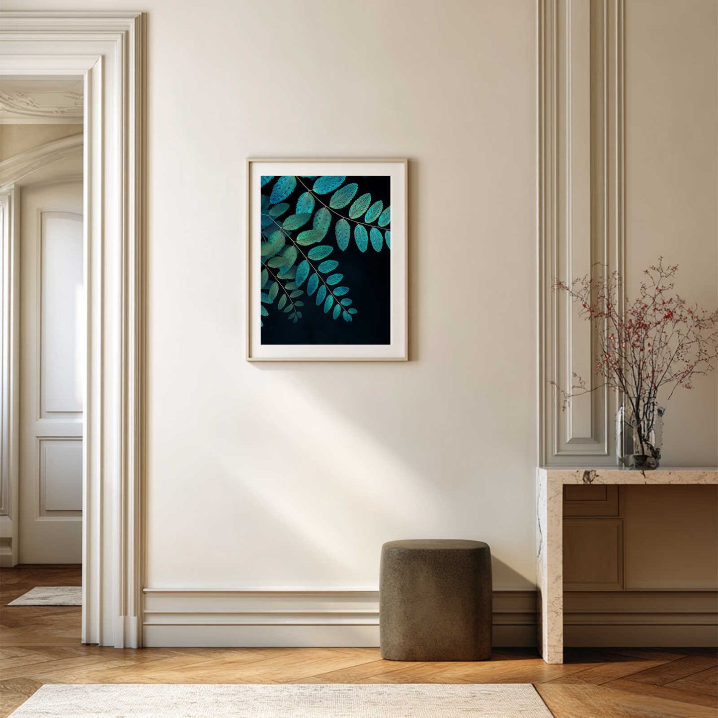Abstract Blue Green Tropical Plant Monstera