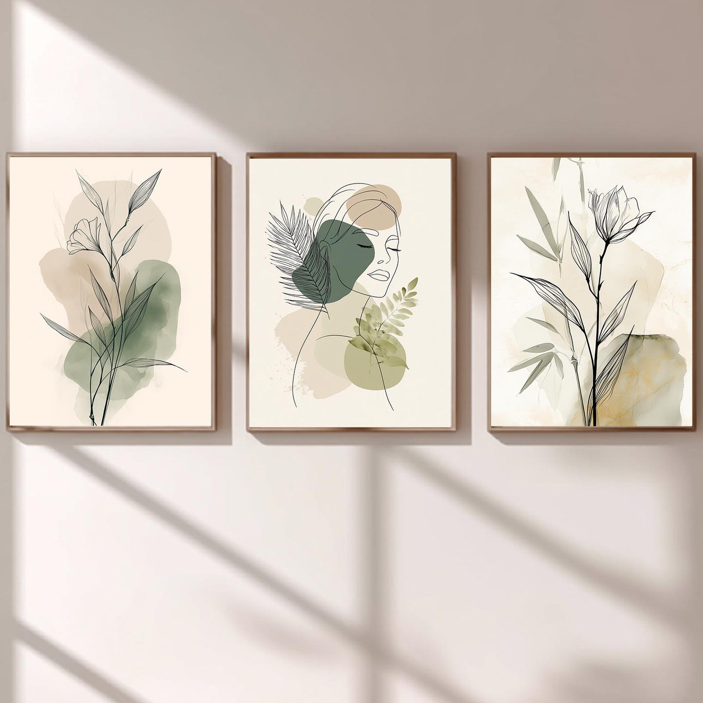 Minimalism Green Plants Women Lines