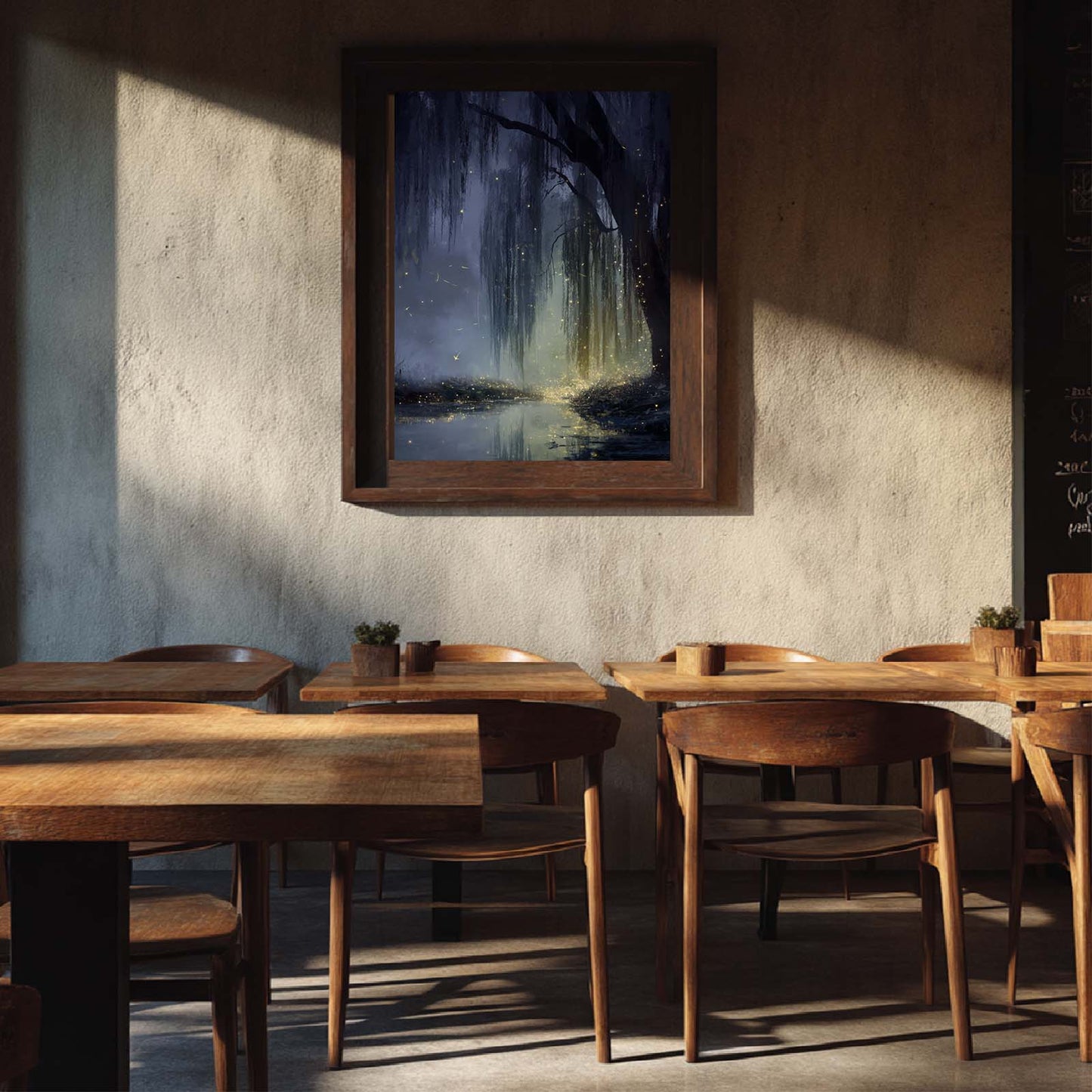 Abstract Landscape Night Willows Canvas Painting – Wall Art for Living Room Bedroom Decoration, Poster Print, Frameless