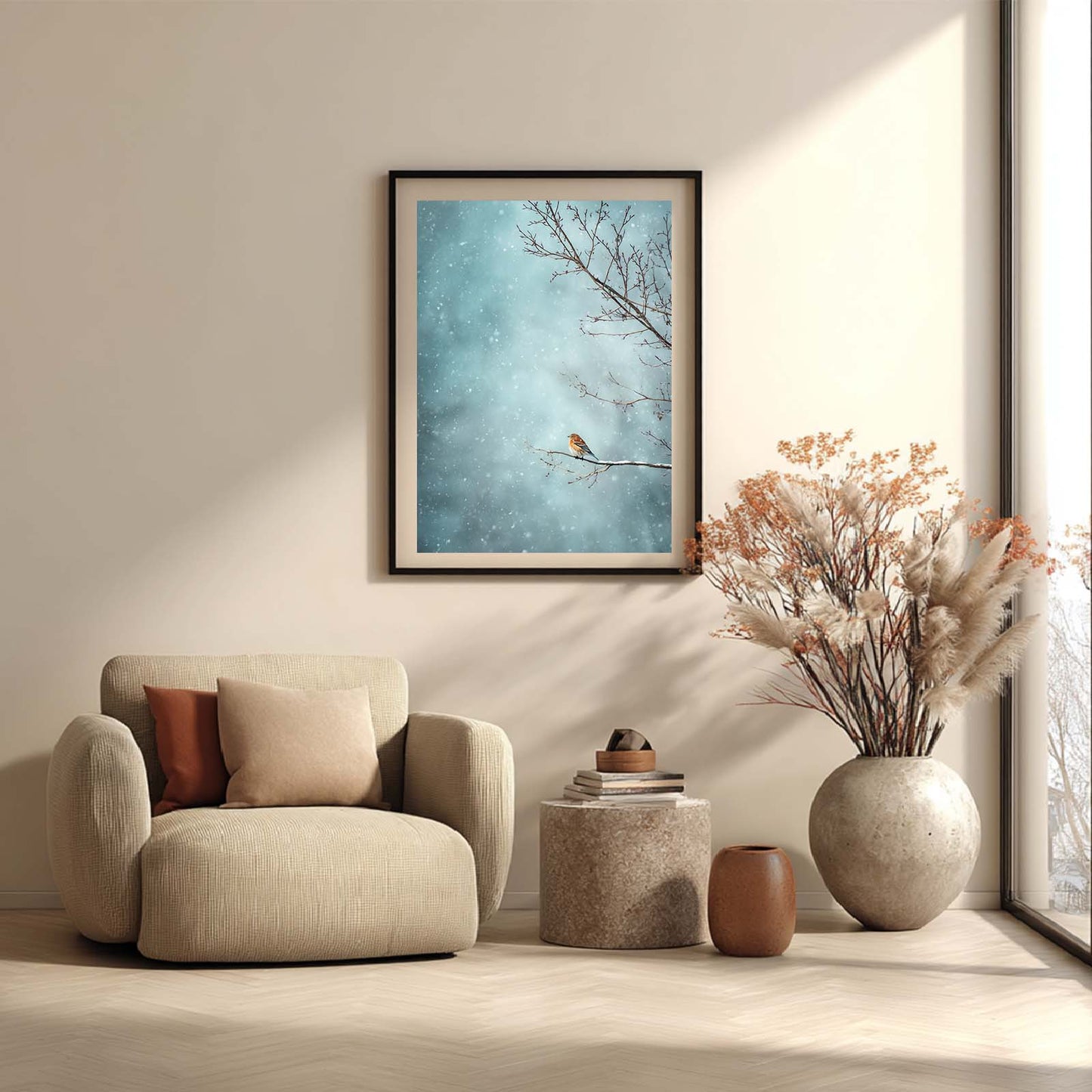 Abstract Oil Painting Winter Bird