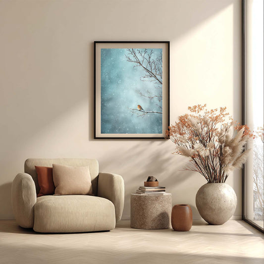 Abstract Oil Painting Winter Bird
