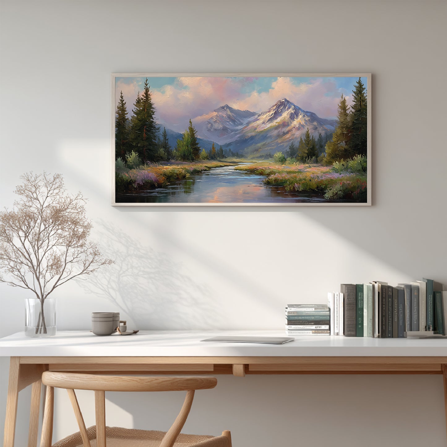 Snowy Mountain Lake Abstract Landscape