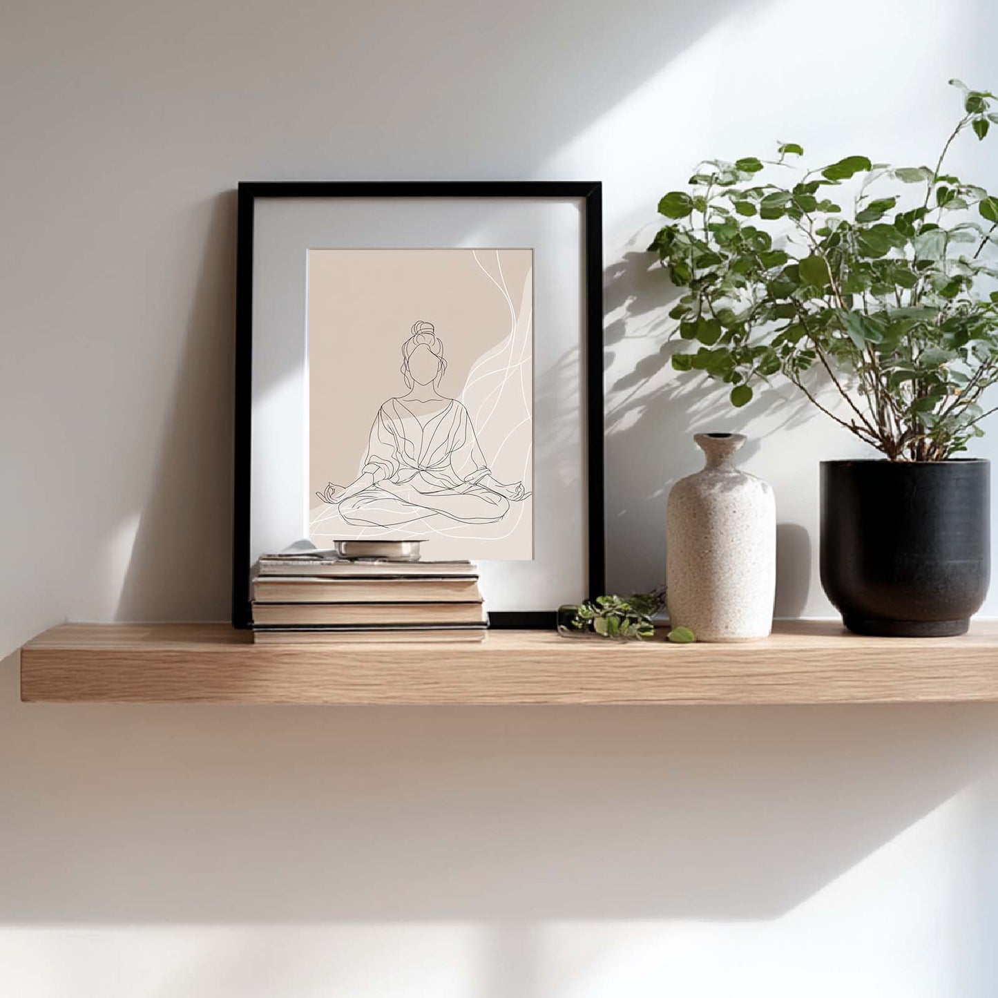 Minimalist Lines Yoga Meditation Abstract Beige