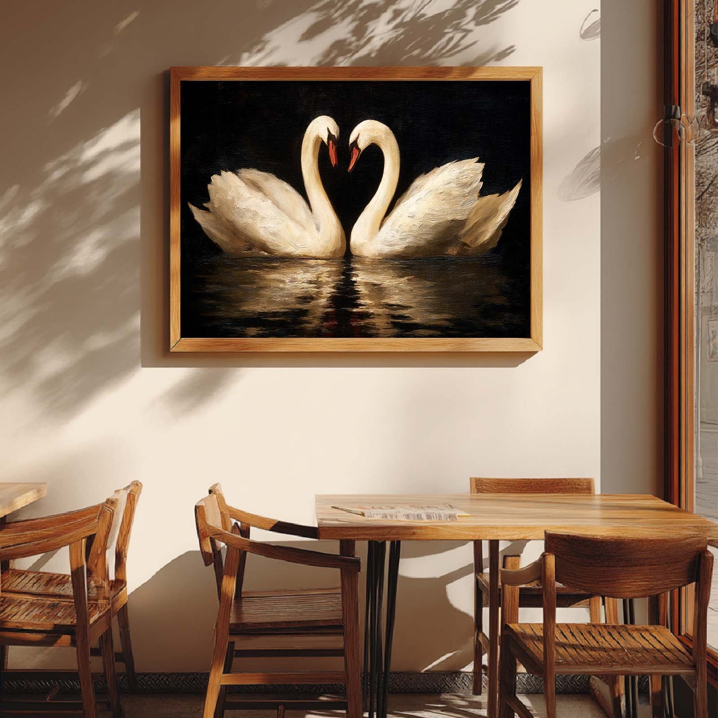 Abstract Oil Painting of White Swan