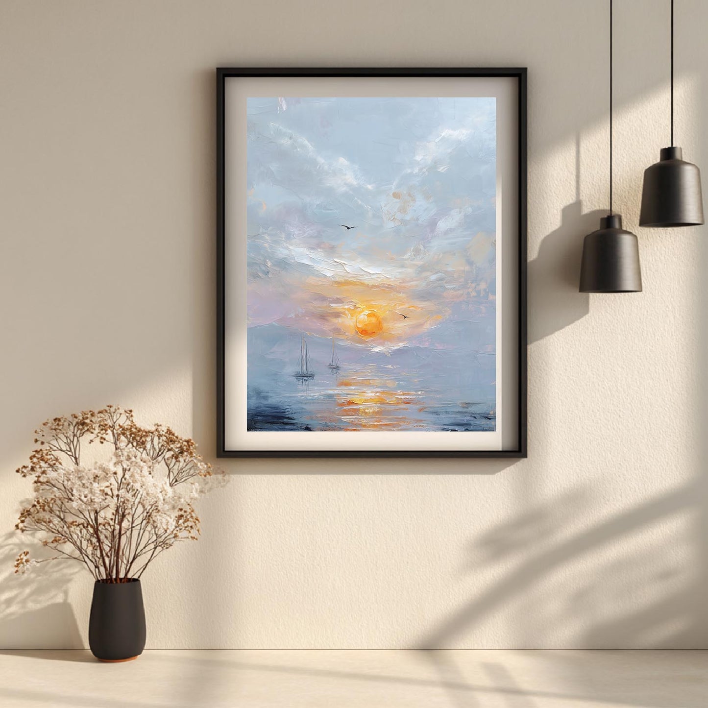 Abstract Landscape Sunset Sailboat