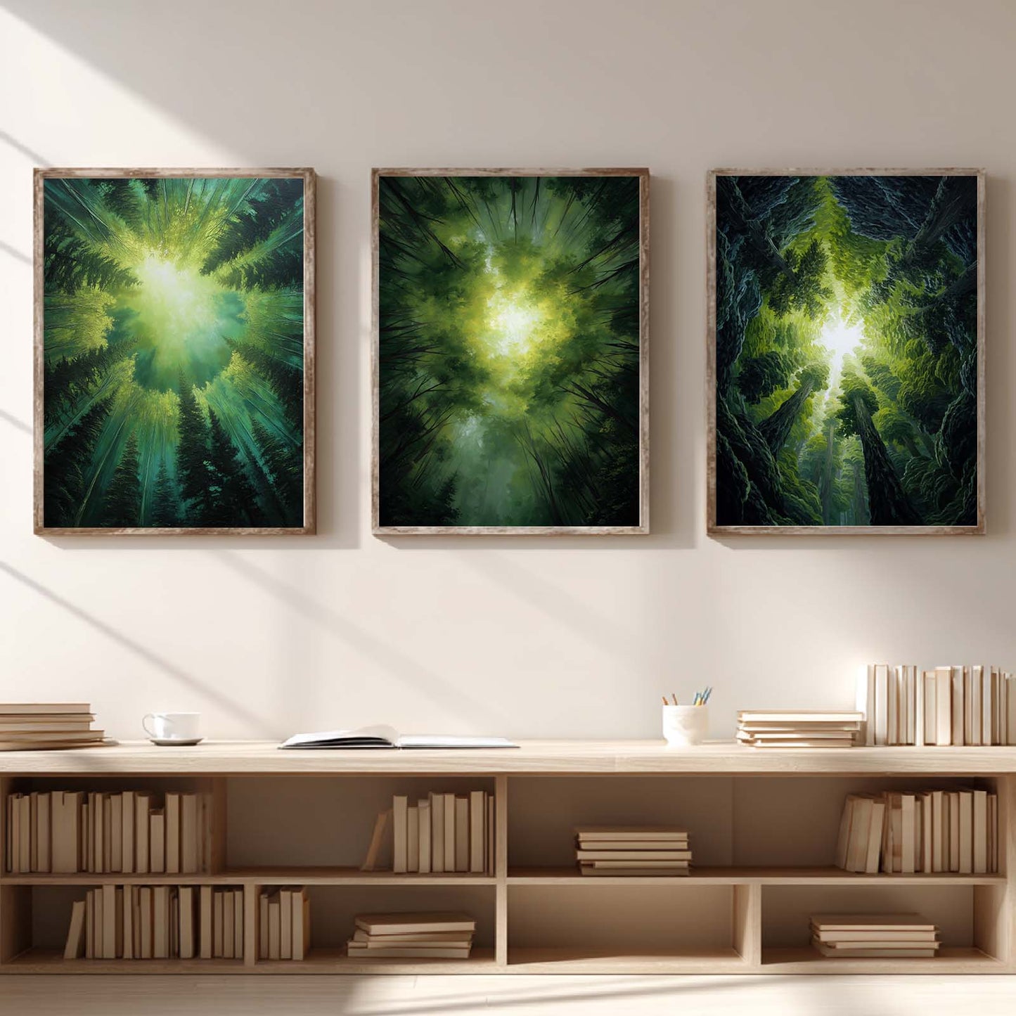 Abstract Landscape Forest Sunlight Canvas Painting Wall Art for Living Room Bedroom Decoration, Poster Print, Frameless