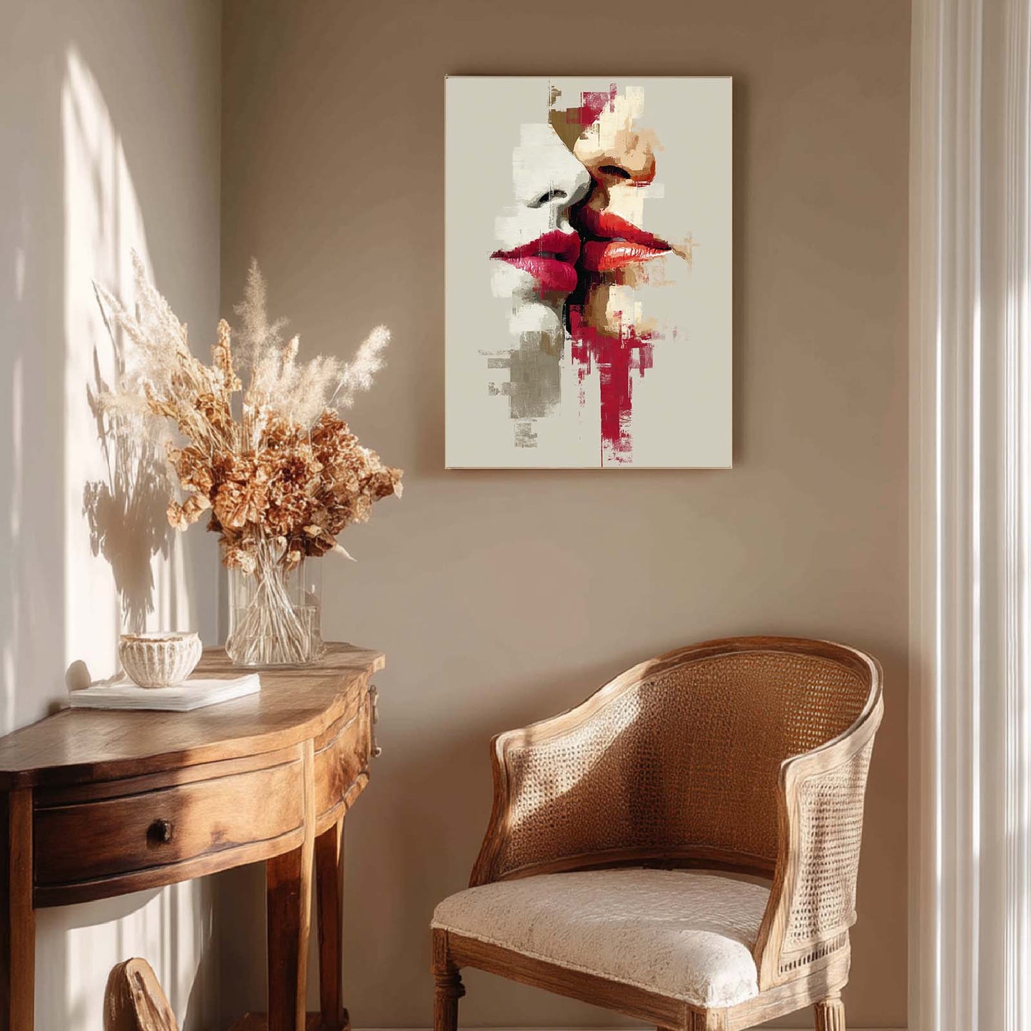 Canvas Painting Couple Lips Abstract