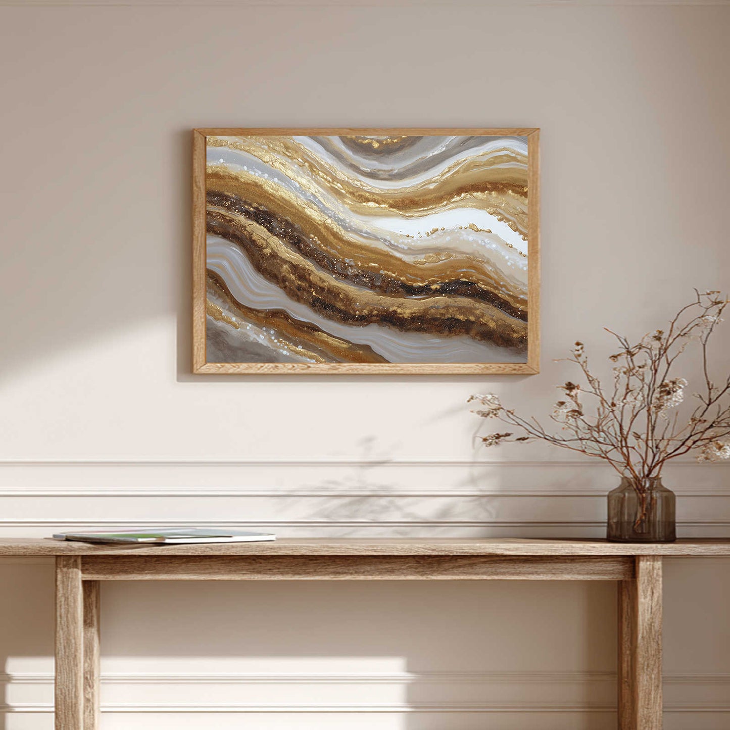 Abstract Beige and Gold Wave