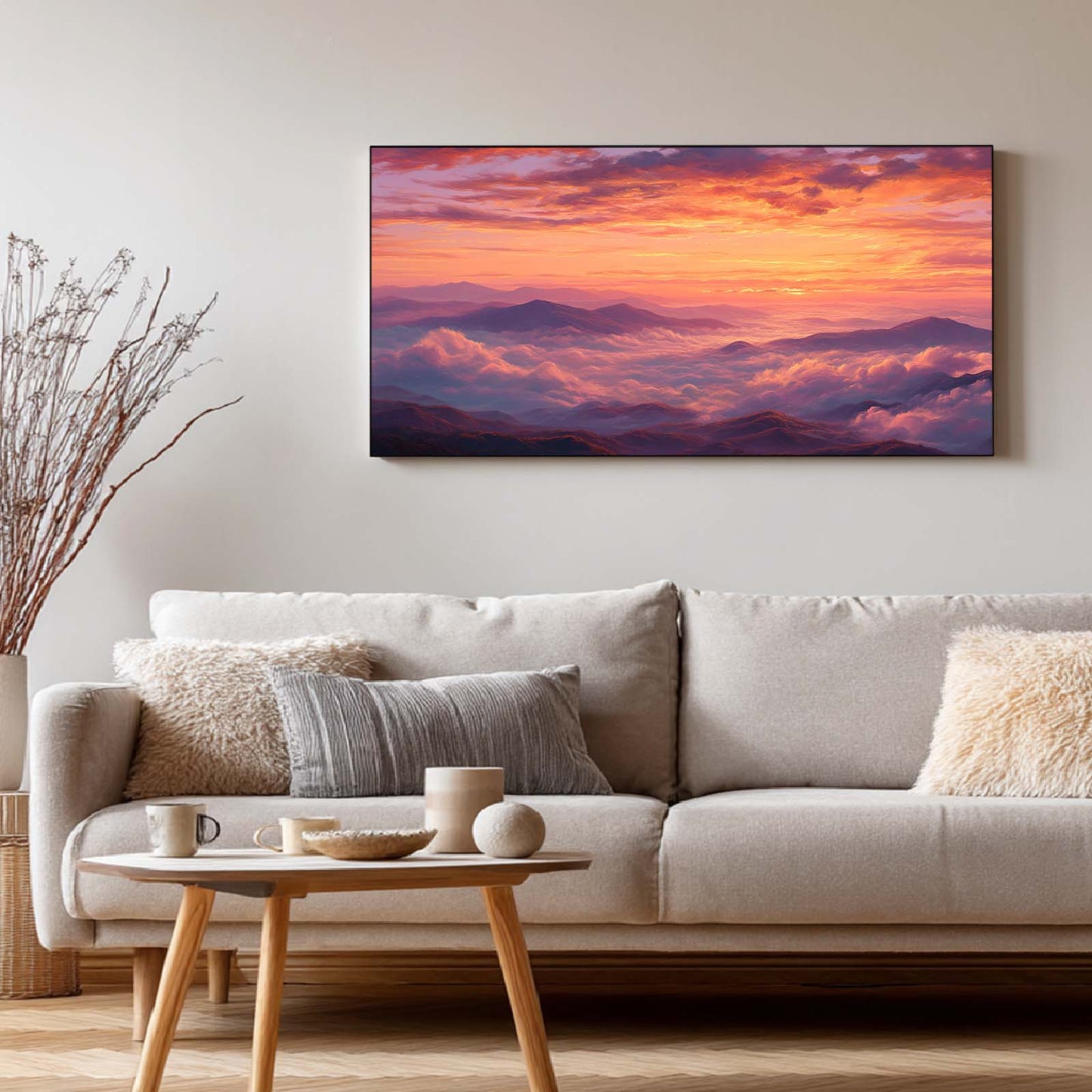 Canvas Painting The Sun Sets Over The Sea Clouds Landscape Wall Art Pictures for Living Room Bedroom Decoration Canvas Pictures Poster Frameless