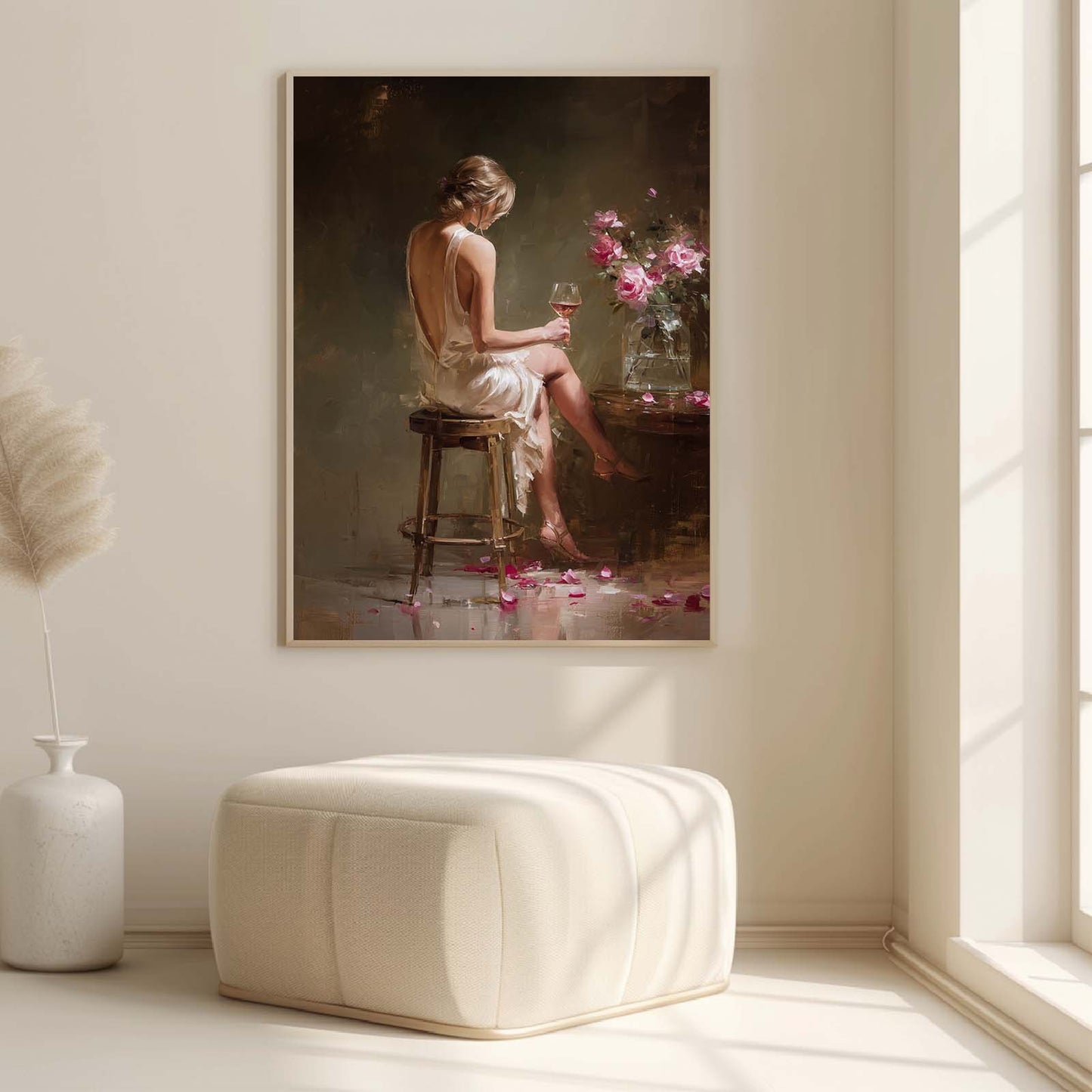 Abstract Sexy Female Wine Glasses Canvas Paintin Wall Art for Bathroom Decoration, Poster Print, Frameless