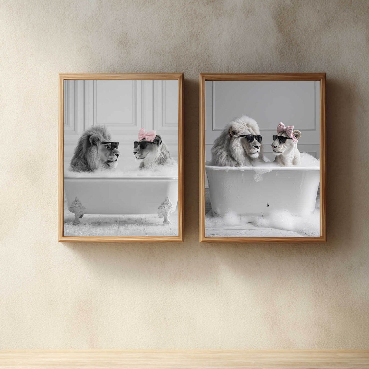 Abstract Funny Animals Taking A Bath