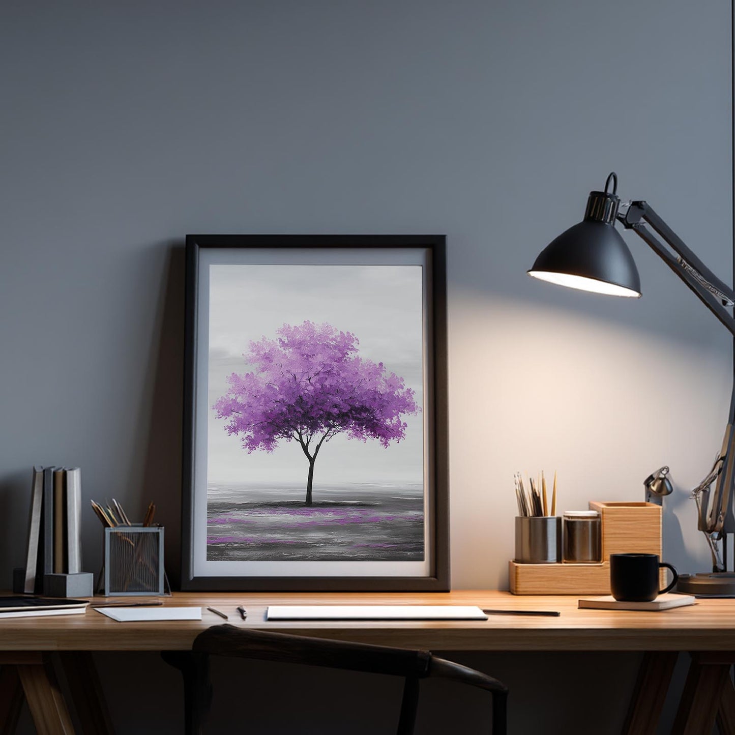 Purple Tree Nature Abstract Black and White