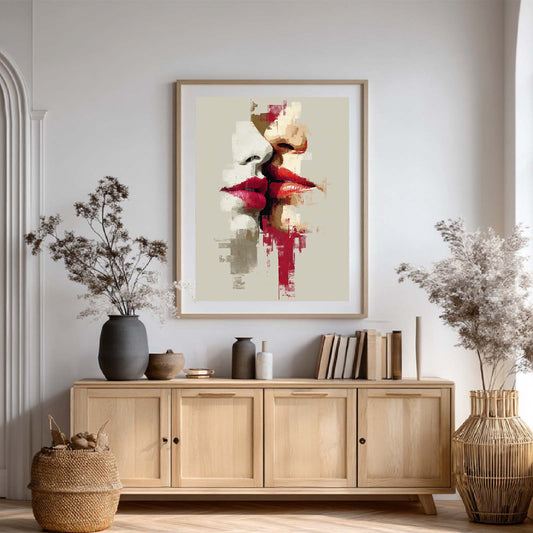 Canvas Painting Couple Lips Abstract