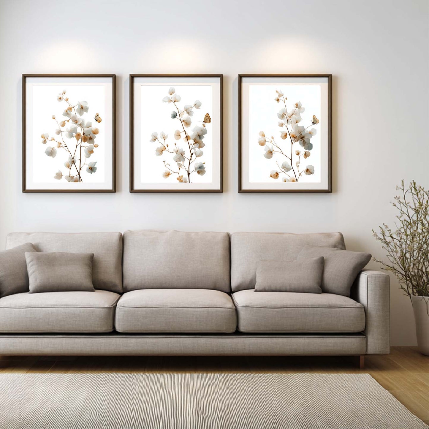 Abstract Flower Green Leaves Plant Canvas Painting Wall Art for Living Room Bedroom Decoration, Poster Print, Frameless