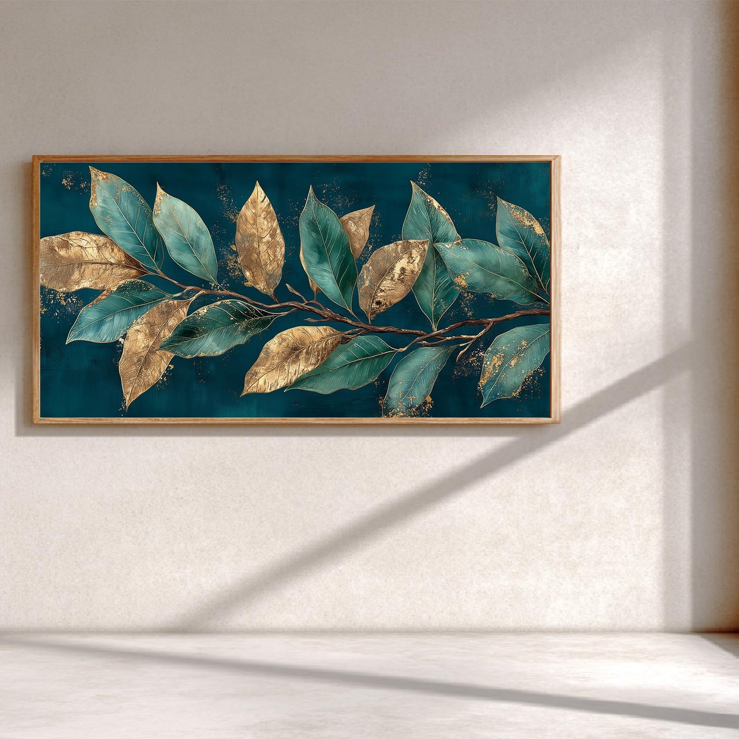 Abstract Green Gold Leaves