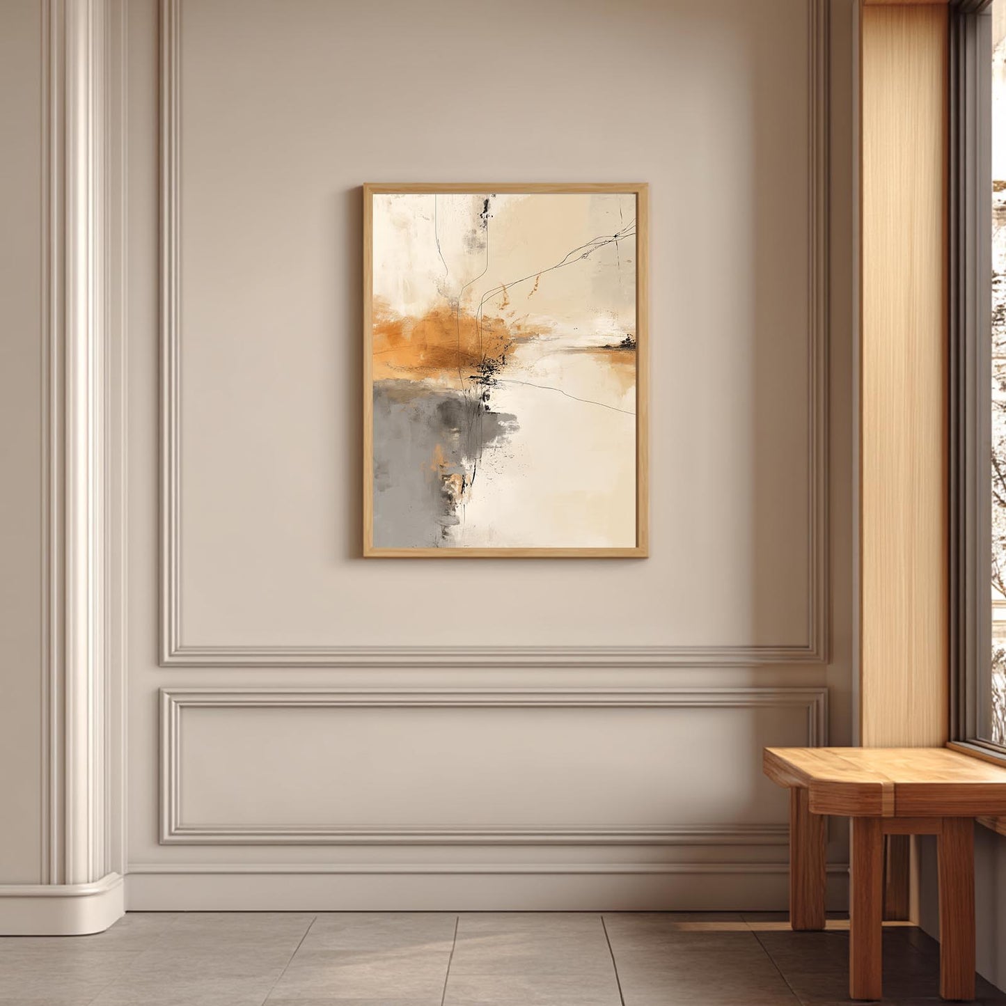 Abstract Gray Beige Geometric Lines