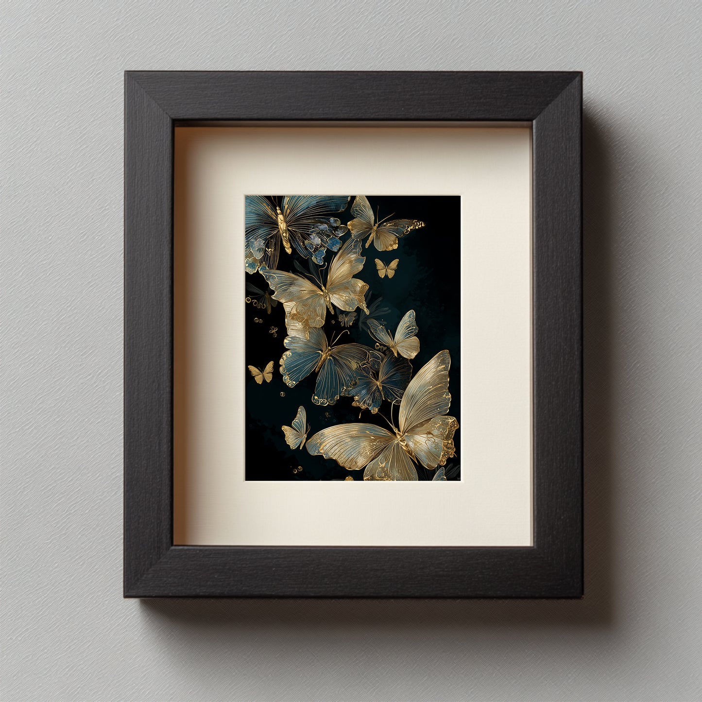 Abstract Black Gold Butterfly Leaves Canvas Painting Wall Art for Living Room Bedroom Decoration, Poster Print, Frameless