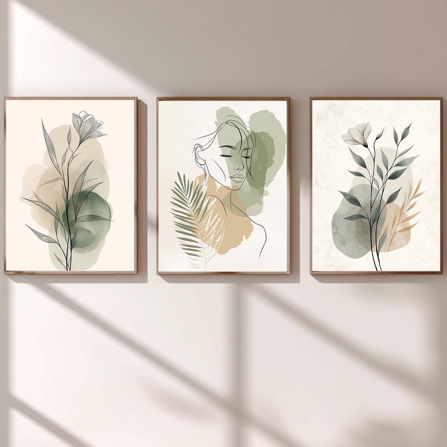 Minimalism Green Plants Women Lines