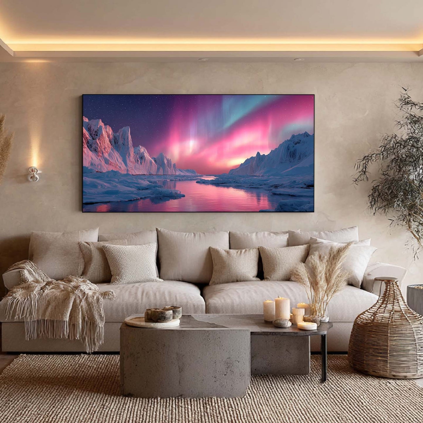 Abstract Landscape Pink Aurora