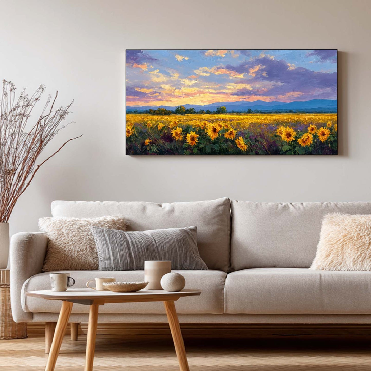 Sunrise Sunflower Abstract Pastoral Landscape