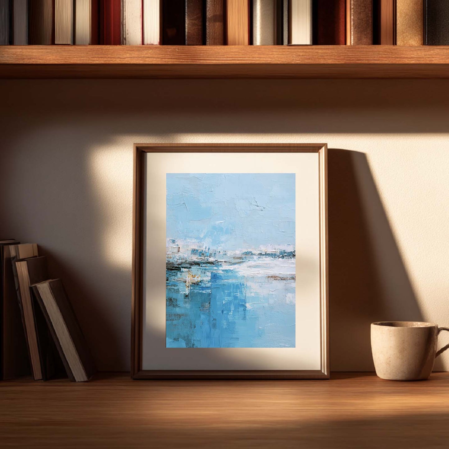 Abstract Blue Beige Painting