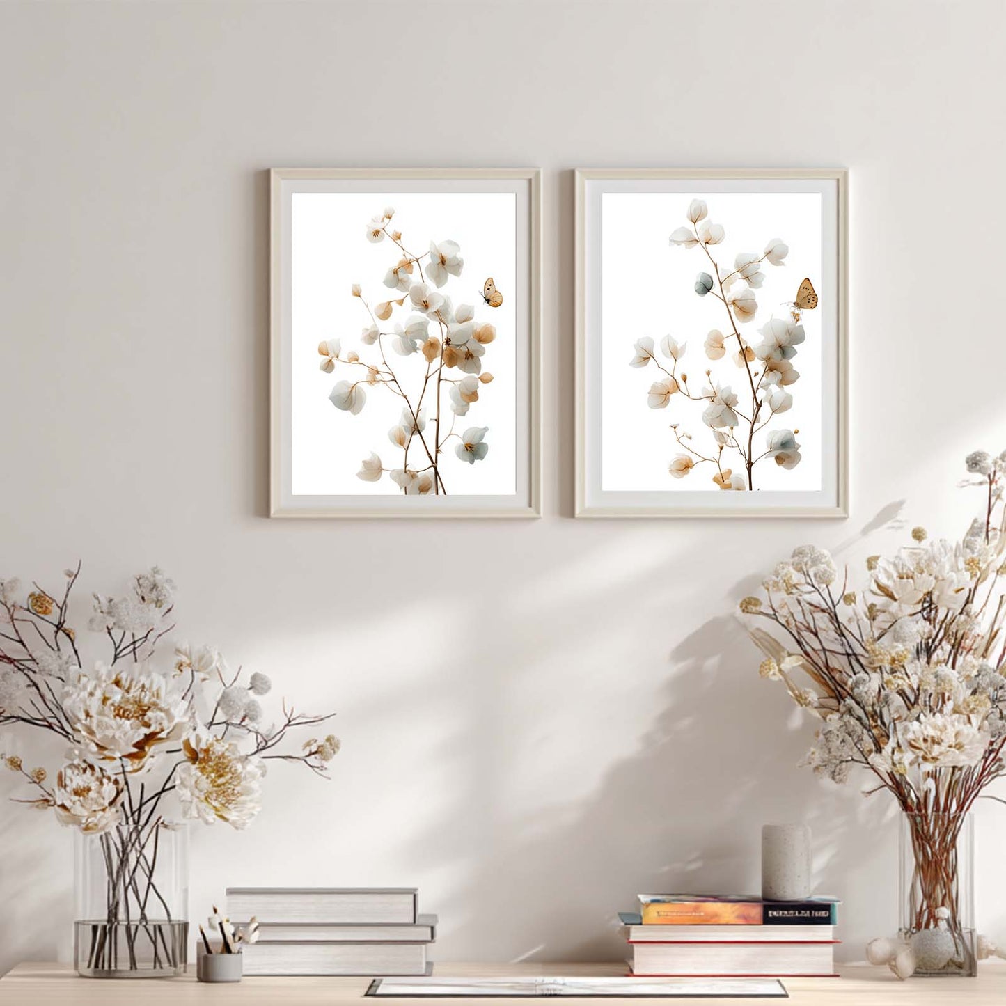 Abstract Flower Green Leaves Plant Canvas Painting Wall Art for Living Room Bedroom Decoration, Poster Print, Frameless