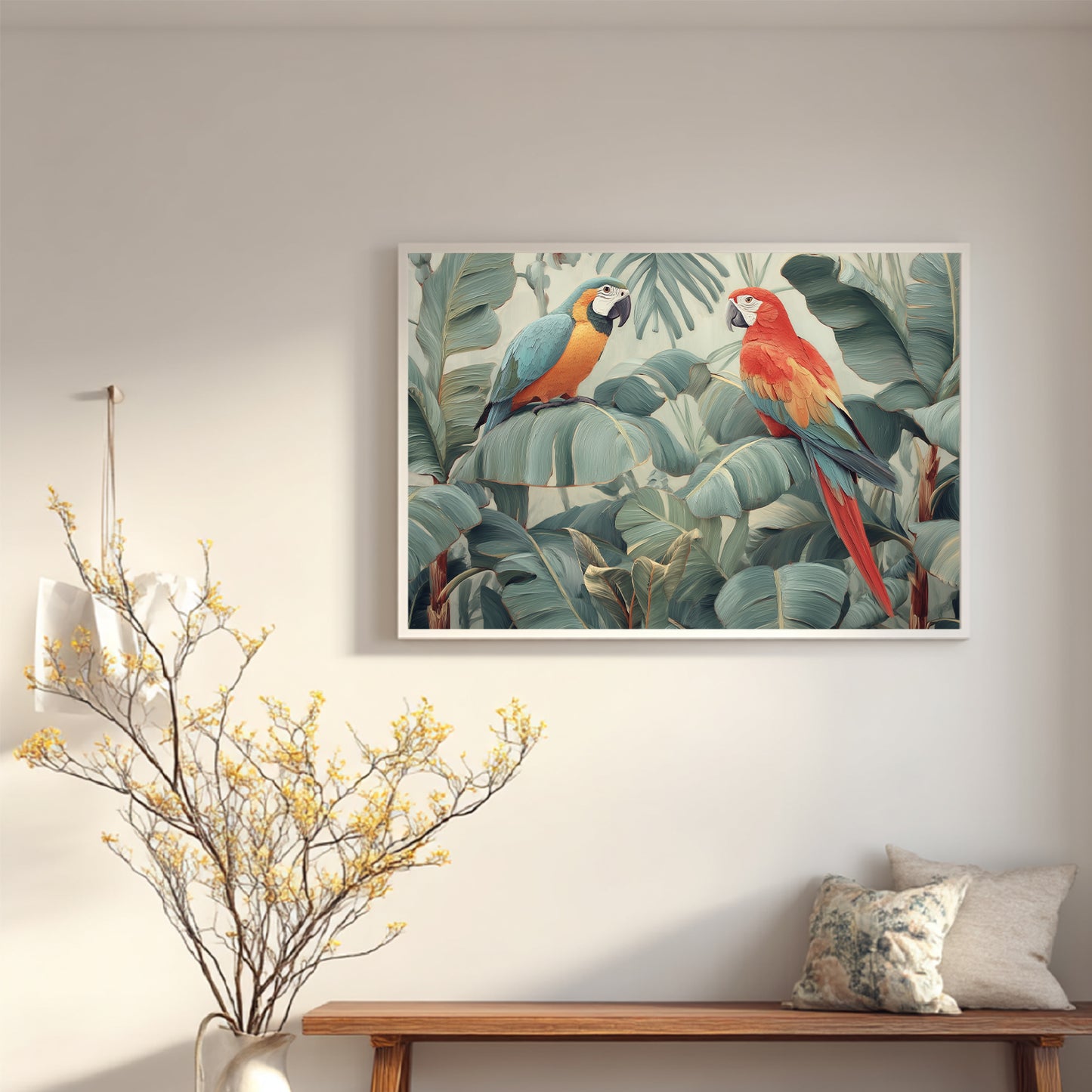 Tropical Plants Abstract Colorful Parrot Nature Animal