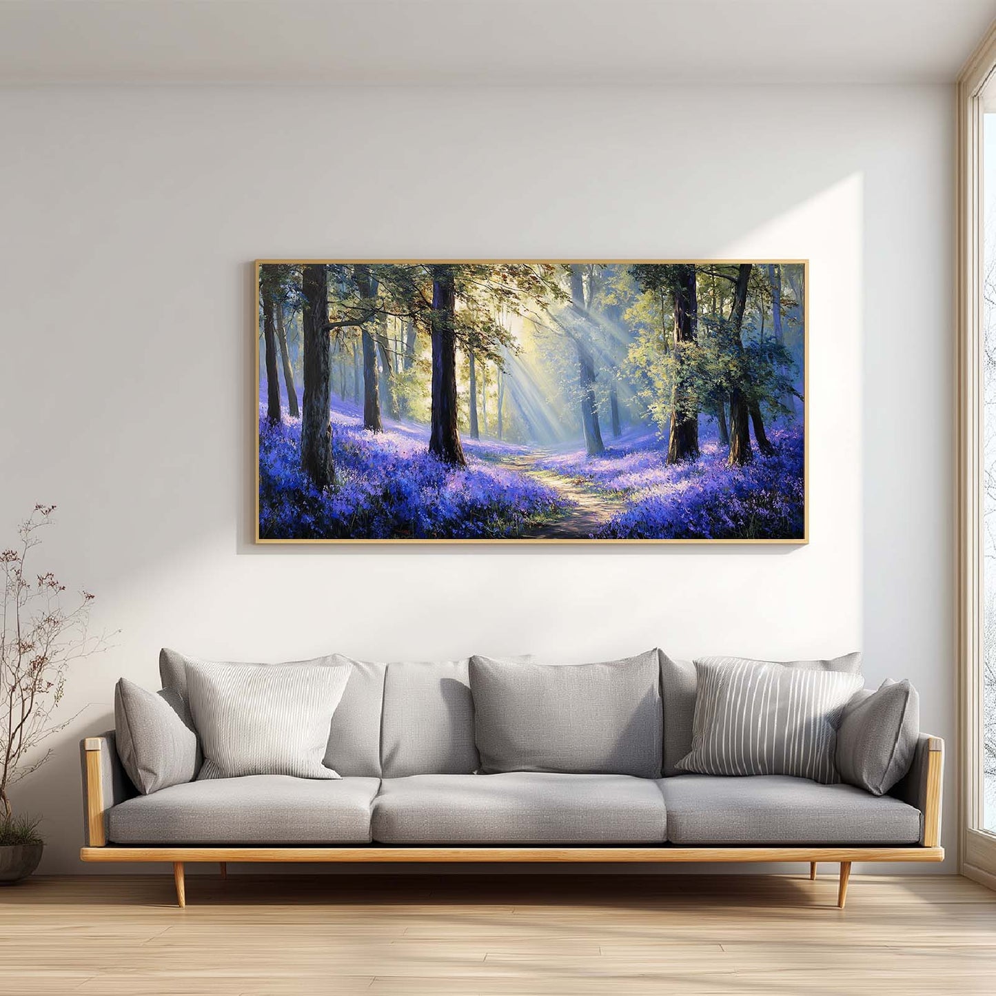 Canvas Painting Abstract Landscape Bluebells Forest Wall Art Pictures for Living Room Bedroom Decoration Canvas Pictures Poster Frameless