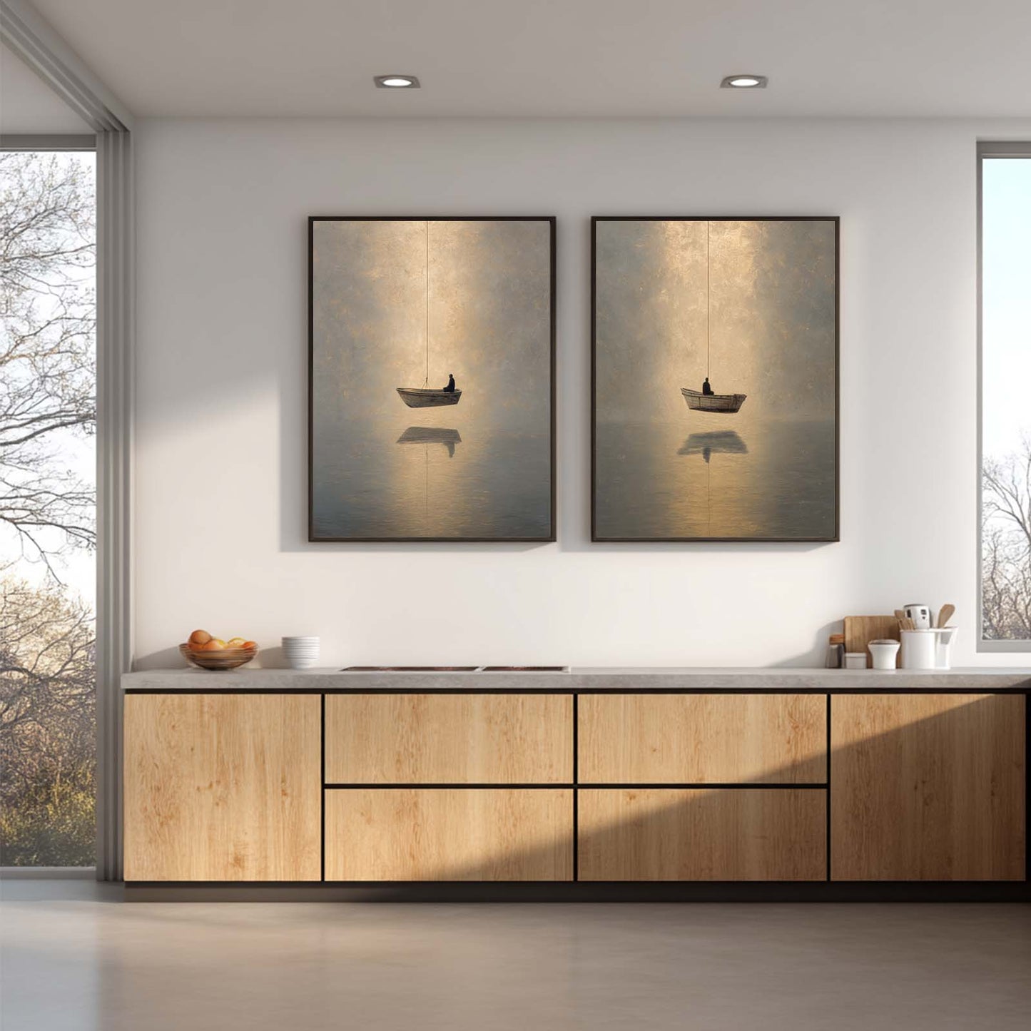 Canvas Painting Abstract Boat and Rope Wall Art Pictures for Living Room Bedroom Decoration Canvas Pictures Poster Frameless