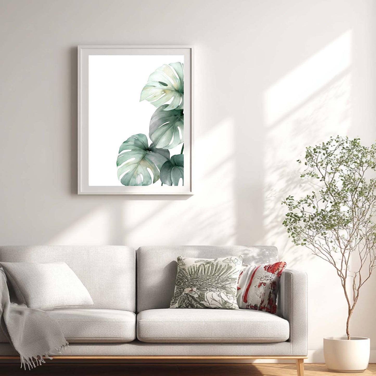 Abstract Green Leaves Flower Plant Canvas Painting Wall Art for Living Room Bedroom Decoration, Poster Print, Frameless