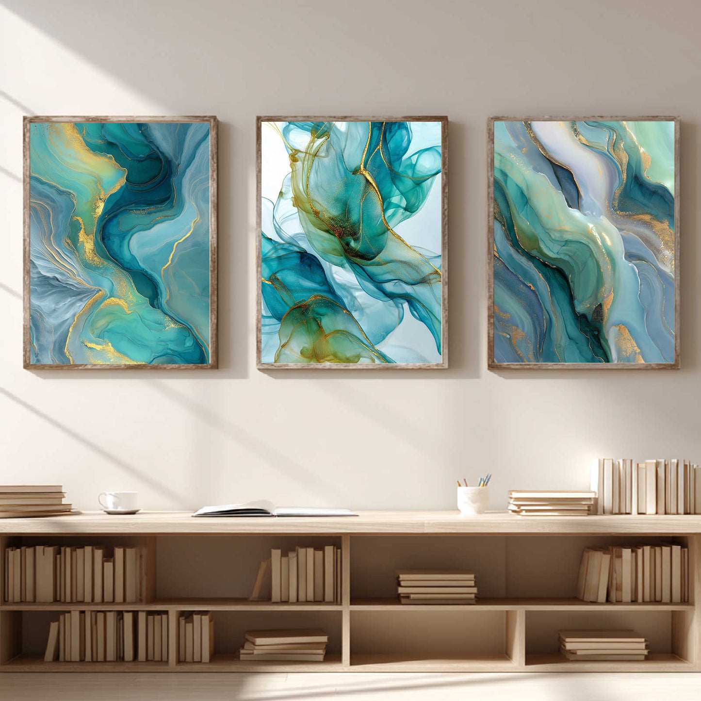 Abstract Green and Gold Liquid Luxury