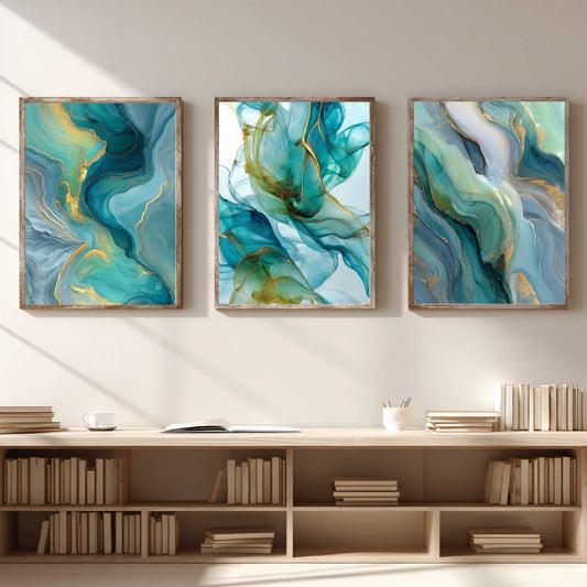 Abstract Green and Gold Liquid Luxury