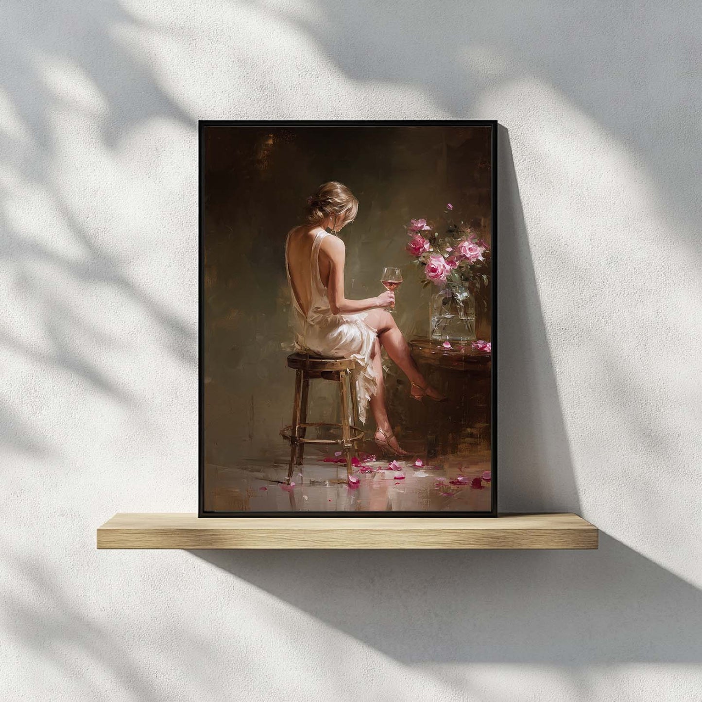 Abstract Sexy Female Wine Glasses Canvas Paintin Wall Art for Bathroom Decoration, Poster Print, Frameless