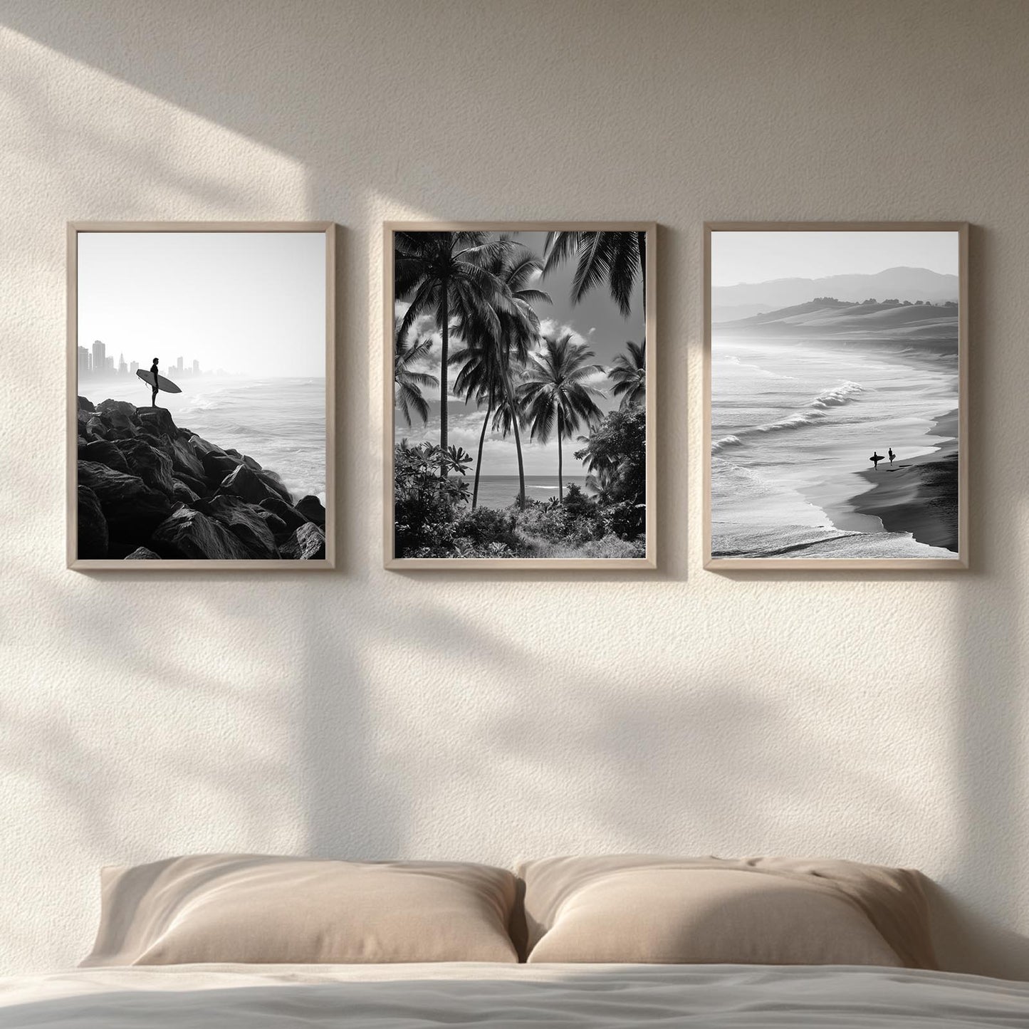 Black and White Beach Surfing