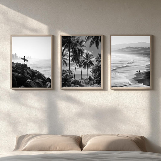 Black and White Beach Surfing