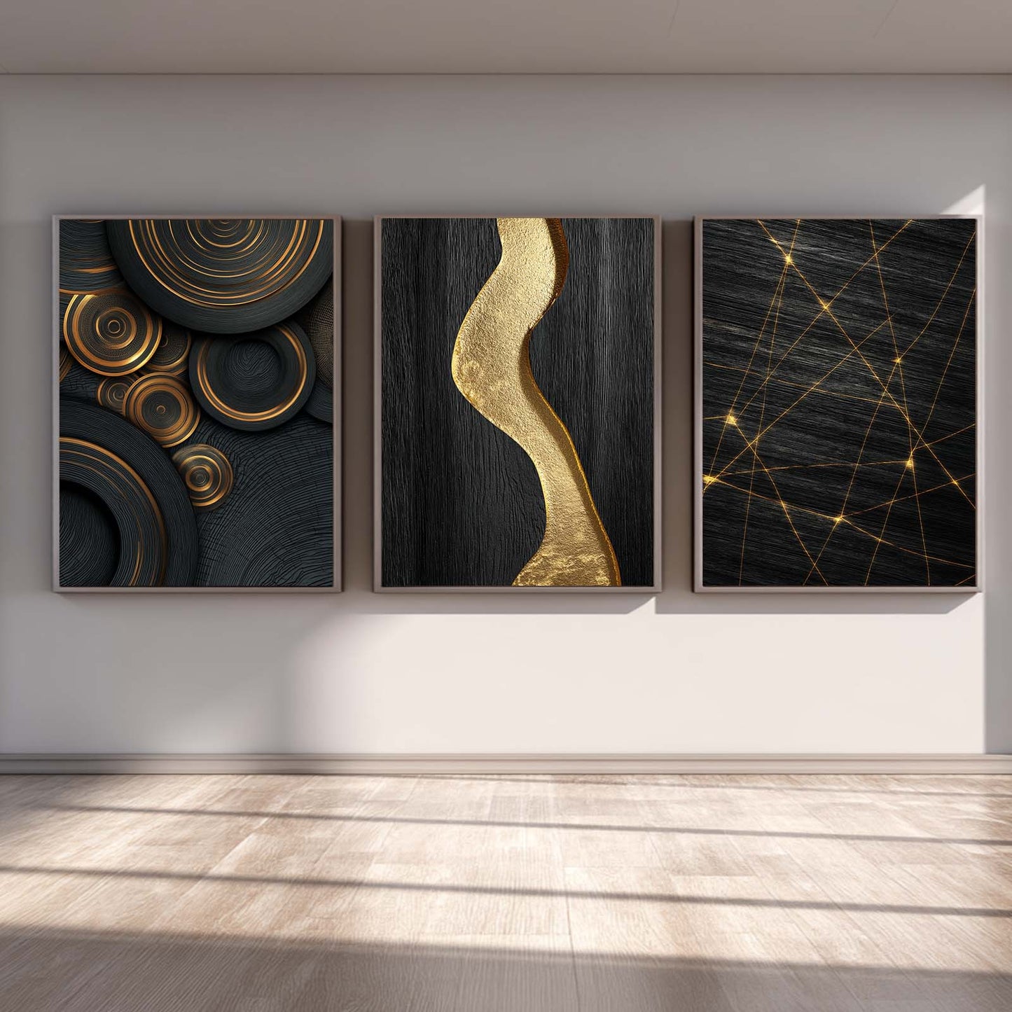 Abstract Black Annual Ring Wood Grain