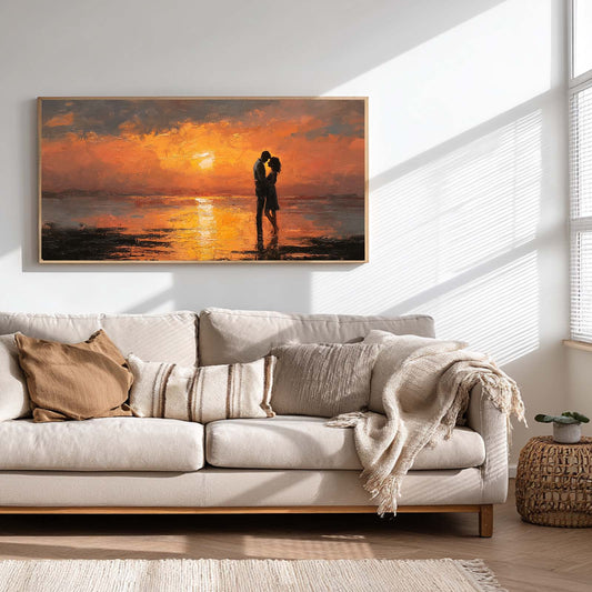 Abstract Sunset Landscape Couple Canvas Painting Wall Art for Living Room Bedroom Decoration, Poster Print, Frameless