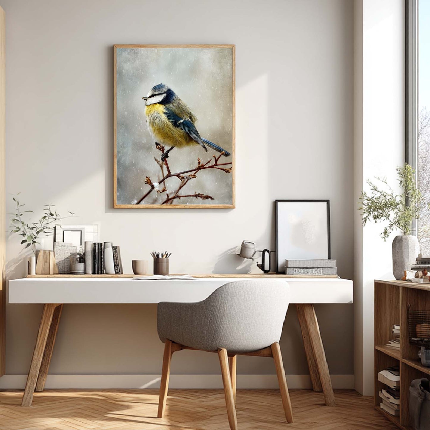Abstract Oil Painting Winter Bird