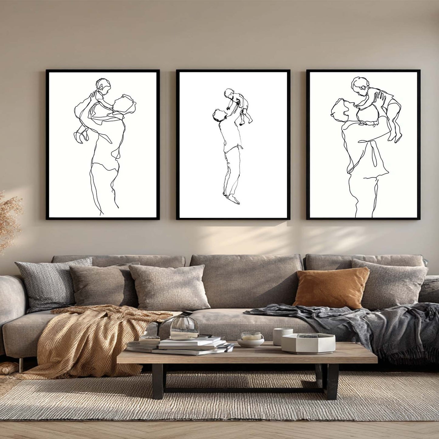 Abstract Minimalist Black and White Line Art