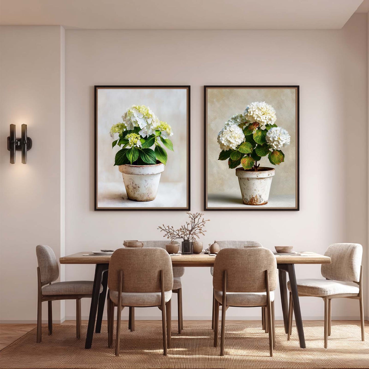 Abstract Oil Painting Vintage Hydrangea Floral