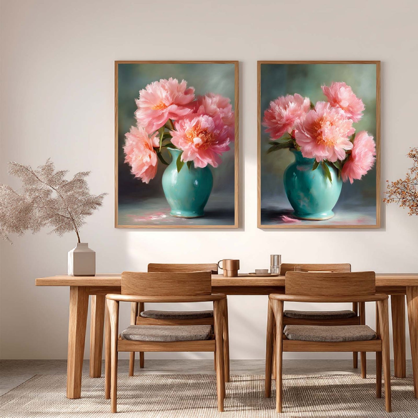 Canvas Painting Pink Peony Wall Art Plant Pictures for Living Room Bedroom Decoration Canvas Pictures Poster Frameless
