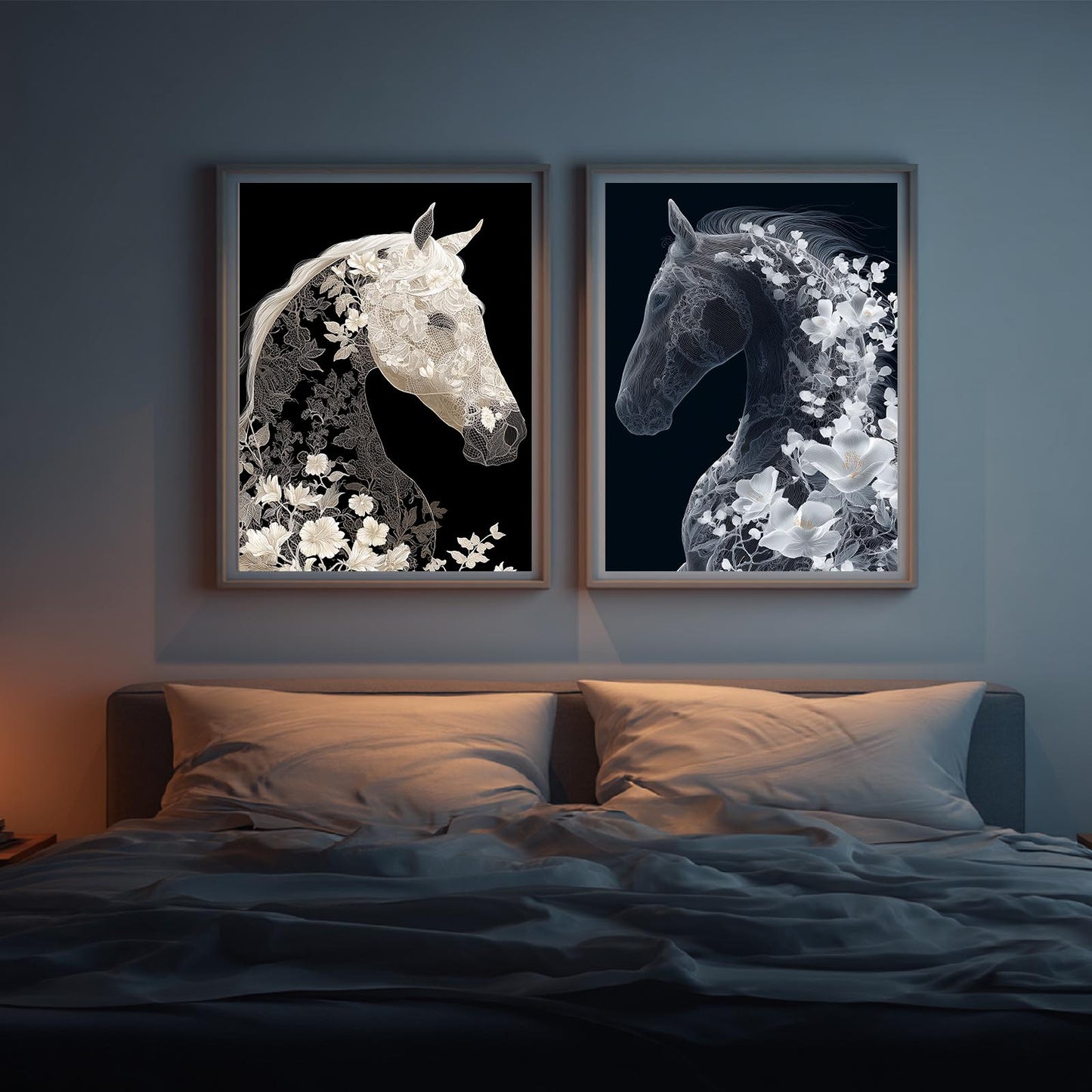 Abstract Black and White Horse