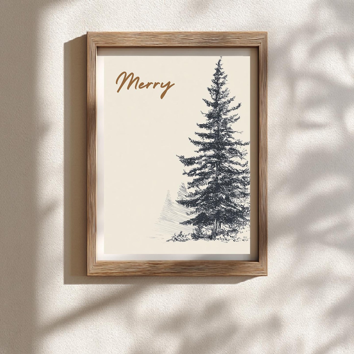Merry Christmas Tree Beige Abstract